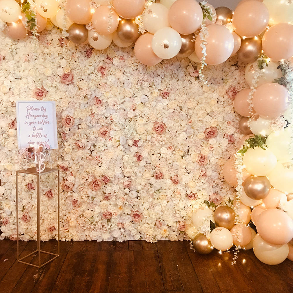Flower and balloon selfie wall