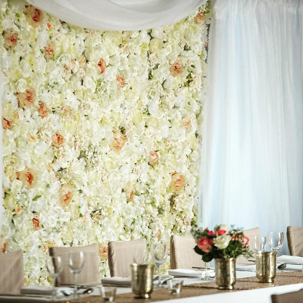 Flower wall with voile