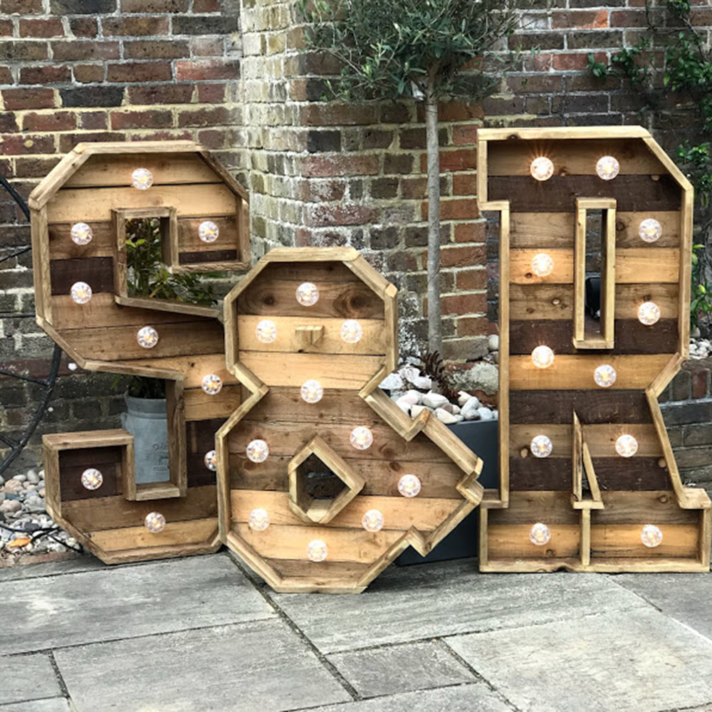Wooden rustic letters HR